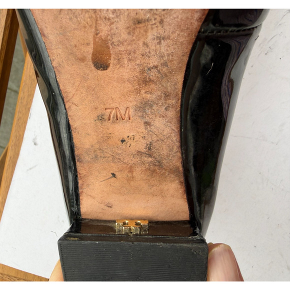 Tory burch Gigi Black Patent Leather flat slip on Pumps US 7 M logo classic - Picture 9 of 12